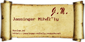 Jassinger Mihály névjegykártya